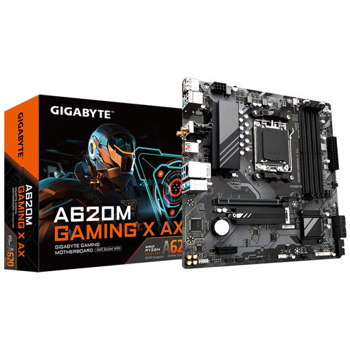 Imagen de MOTHERBOARD GIGABYTE A620M GAMING X AX AM5 DDR5 MICRO ATX WIFI 6E