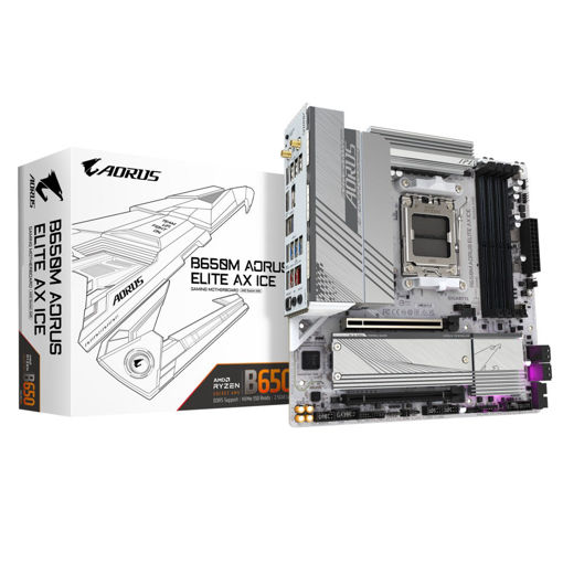 Imagen de MOTHERBOARD GIGABYTE B650M AORUS ELITE AX ICE AM5 DDR5 MICRO ATX WIFI 6E