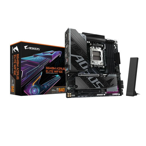 Imagen de MOTHERBOARD GIGABYTE B840M AORUS ELITE WIFI 6E AM5 DDR5 MICRO ATX
