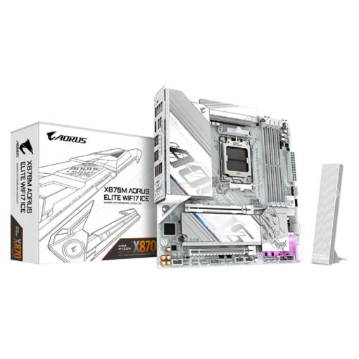 Imagen de MOTHERBOARD GIGABYTE X870M AORUS ELITE WIFI 7 ICE AM5 DDR5 MICRO ATX