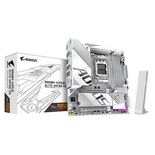 Imagen de MOTHERBOARD GIGABYTE B850M AORUS ELITE WIFI6E ICE AM5 DDR5