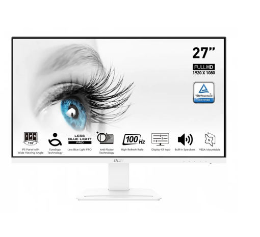 Imagen de MONITOR MSI 27" MP273AW IPS FHD 100HZ 1MS HDMI VGA ANTI‑FLICKER BLANCO