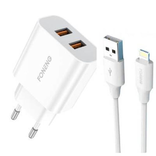 Imagen de  CARGADOR FONENG  IPHONE EU45 2.4A 2 USB