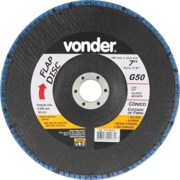 Imagen de Discos Flap De Desbaste Y Pulido 7 PuLG. Vonder - Ynter