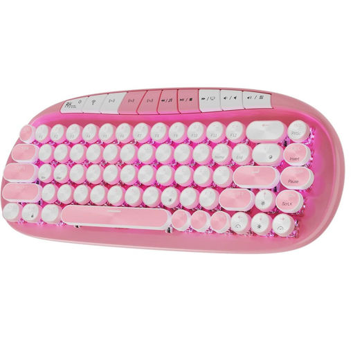 Imagen de TECLADO RK ROYAL RK 838 SWITCH PINK COLOR WHITE