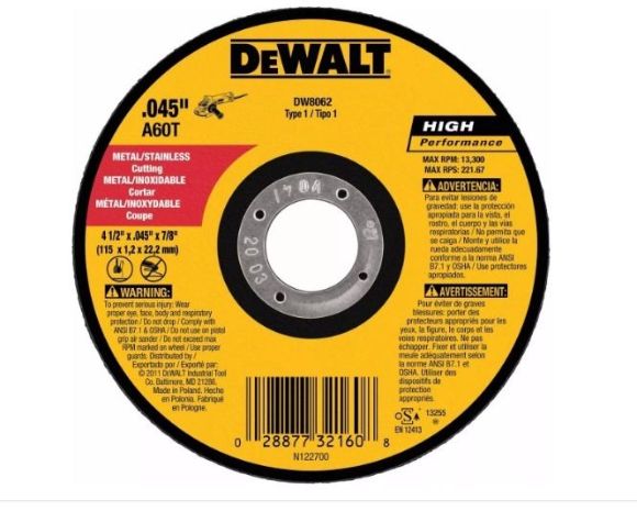 Imagen de Disco Dewalt cte metal centro depr. 115 x 0.8 x 22.2mm - Ynter Industrial