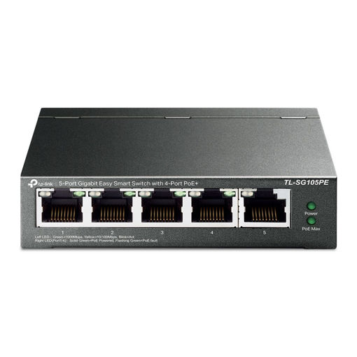 Imagen de SWITCH TP-LINK TL-SG105PE 5 PUERTOS GIGABIT CON 4 PUERTOS POE+ SMART MANAGED