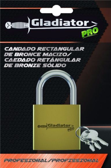Imagen de Candado Rectangular De Bronce Macizo Gladiator 70mm - Ynter