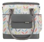 Imagen de Bolso Térmico Maternal Impermeable Playa Bolsillos Paseos Beige Hojitas