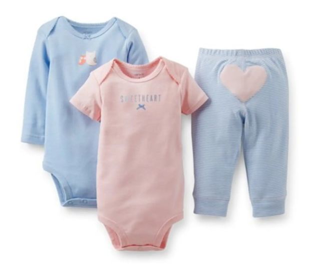 Imagen de Conjunto Body Mangas Largas, Body Mangas Corta, Calza Bebés Azul Acero 24 Meses