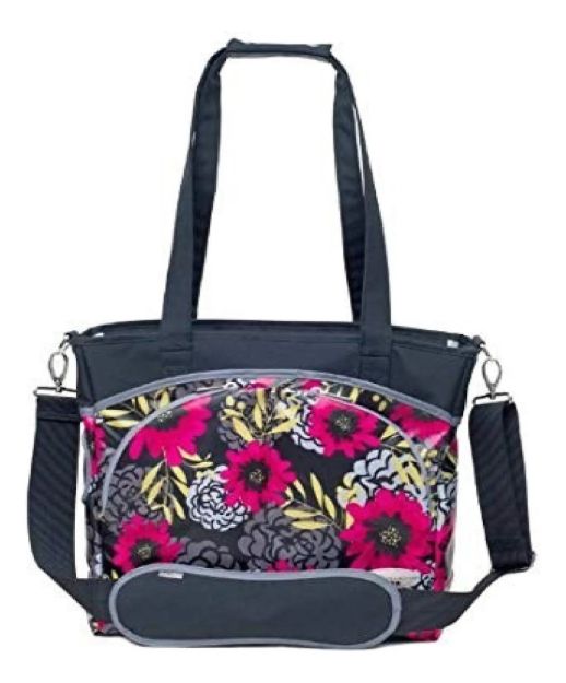 Imagen de Bolso Maternal Jj Cole Midnight Dalia Con Cambiador Bolsillo Fucsia Floreado