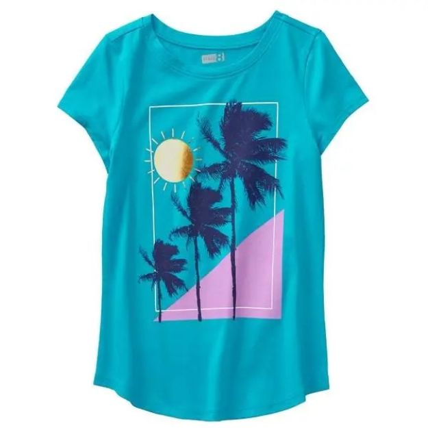 Imagen de Remeras Mangas Cortas Crazy8 Algodón Palmeras Verano Niños Turquesa Xl Liso