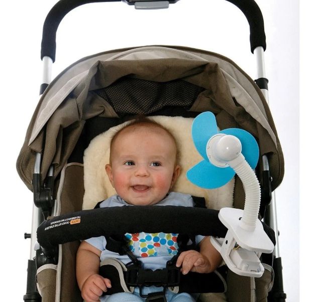 Imagen de Ventiladores Portátiles Para Bebés Coches Verano A Pilas Celeste/blanco