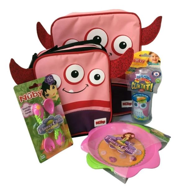Imagen de Juego Plato, Cubiertos, Vaso Antivuelco, Mochila, Lunchera F