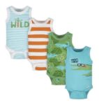 Imagen de Pack De 4 Bodies Bebes Tipo Musculosa Cienaga Gerber Algodón Verde 24m