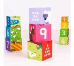 Imagen de Juego Cubos Apilables Números Y Animales Bigjigs Niños 18m+ Azul Marino