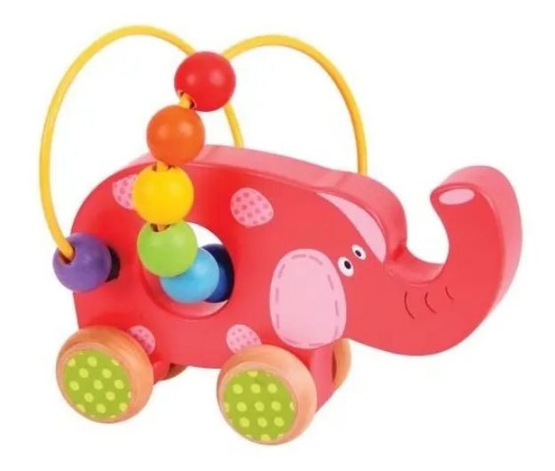Imagen de Bigjigs Toys Elefante Madera De Arrastrar Y Enhebrar 12m+