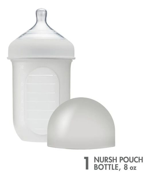 Imagen de Mamadera Con Bolsa Y Tetina Silicona Anticólico 8oz (236 Ml) Gris