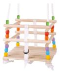Imagen de Hamaca Columpio Madera Cuentas De Colores Bebes Juego 12m+ Beige