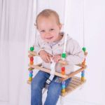 Imagen de Hamaca Columpio Madera Cuentas De Colores Bebes Juego 12m+ Beige