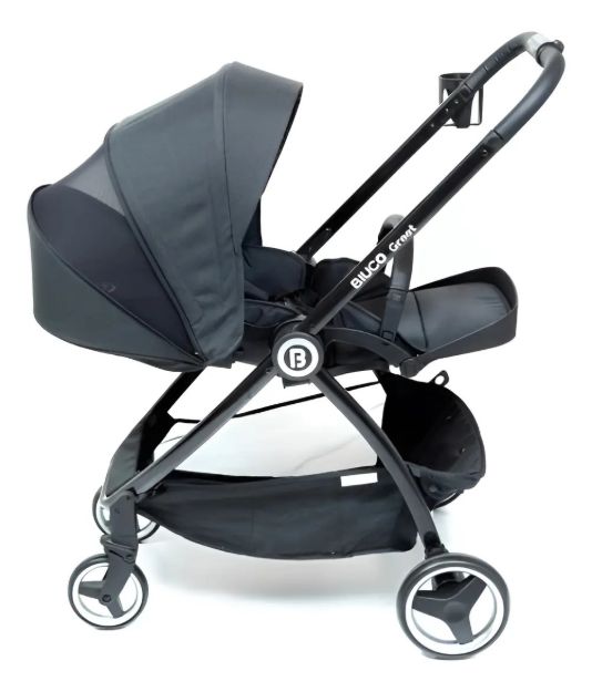 Imagen de Coche Negro Greet Biuco Con Posavasos Bebes Reclina Completo Negro