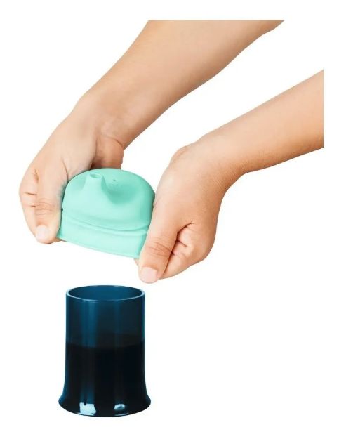 Imagen de Vaso Con 3 Boquillas De Silicona Ajustable Antivuelco Bebes Nordico Liso
