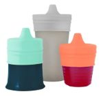Imagen de Vaso Con 3 Boquillas De Silicona Ajustable Antivuelco Bebes Nordico Liso