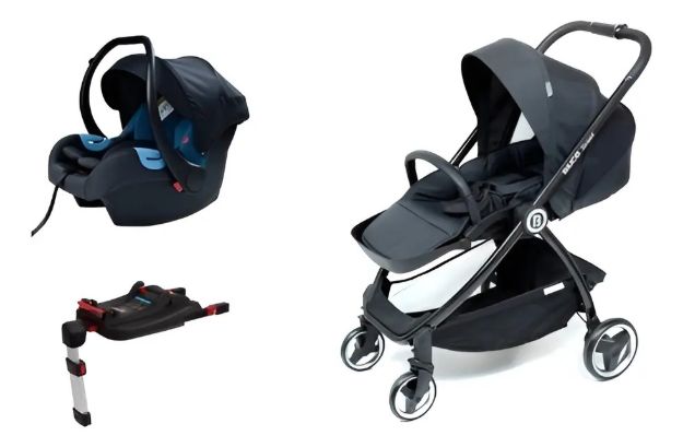 Imagen de Coche Con Babysilla Base Isofix Para El Auto Greet Bebes Negro
