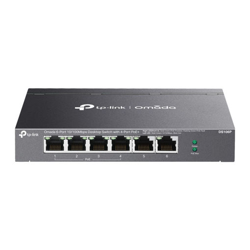 Imagen de SWITCH TP-LINK DS106P 6 PUERTOS FAST ETHERNET CON 4 PUERTOS POE+
