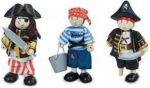 Imagen de Set X3 Piratas Articulados Hechos Madera De Caucho Niños 3a+