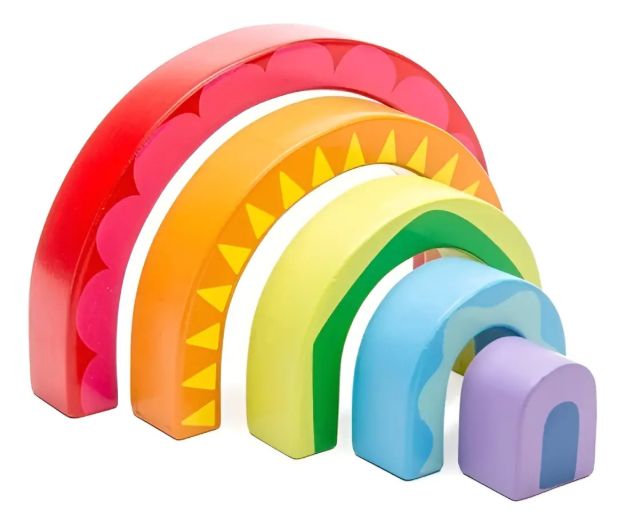 Imagen de Túnel Arcoíris Juego Apilable Encastre Madera Bebes 12m+ Multicolor