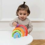 Imagen de Túnel Arcoíris Juego Apilable Encastre Madera Bebes 12m+ Multicolor