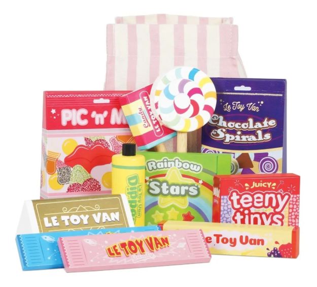 Imagen de Juego De Golosinas Dulces Madera Bolsa Vintage Niños 2 Años+