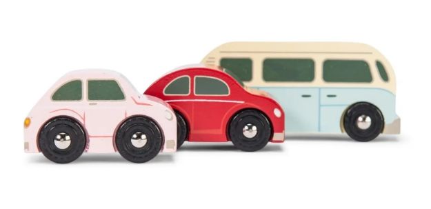 Imagen de Set De 3 Autos Retro Metro Juguetes Madera Niños 3 Años+ Vehículos Retro