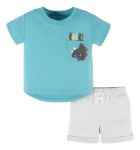 Imagen de Set X2 Piezas Short Y Remera Manga Corta Algodón Dino Gerber Azul 5t