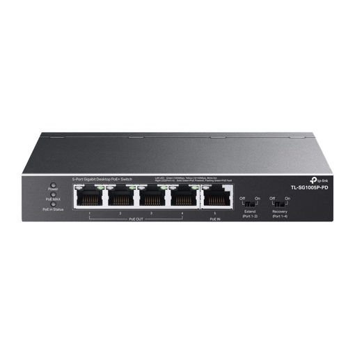 Imagen de SWITCH TP-LINK TL-SG1005P-PD GIGABIT 5 PUERTOS POE PASSTHROUGH CON 4 POE+