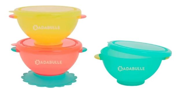 Imagen de Pack X3 Bowls 330ml Con Tapa Y Ventosa Badabulle Bebes