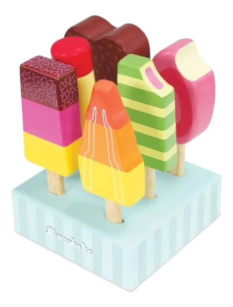 Imagen de Juego De 6 Paletas Helados Madera Multicolor Niños 2 Años+ 