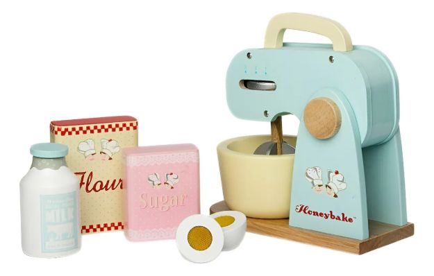 Imagen de Batidora Mezcladora Con Ingredientes Madera Niños 2 Años+ Celeste