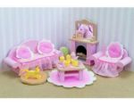 Imagen de Juego Living Sala Para Casa De Muñecas Madera Niños 3 Años+ Rosa