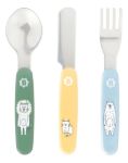 Imagen de Set De Cuchara, Tenedor Cuchillo Acero Inox Metal Bebes 12m+