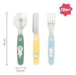 Imagen de Set De Cuchara, Tenedor Cuchillo Acero Inox Metal Bebes 12m+