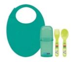 Imagen de Pack Cubiertos Y Babero Silicona Estuche Bebés Alimentacion