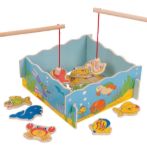 Imagen de Juego De Pescar Varillas Magnéticas Pecera Madera Niños 3a+
