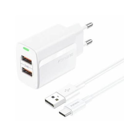 Imagen de CARGADOR FONENG USB-C 2.4A 2 USB