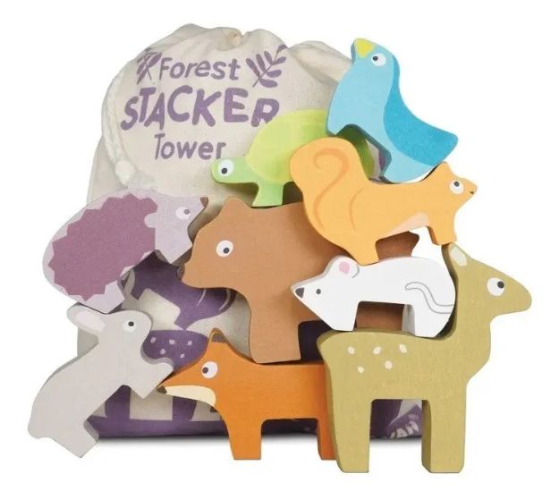 Imagen de Juego Equilibrio Torre Animales Del Bosque Apilar Bebes 18m+