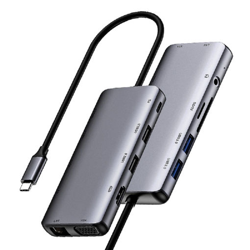 Imagen de HUB USB-C NETAC WF15 11 EN 1 HDMI 4K PD100W RJ45 USB 3.0 VGA