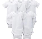 Imagen de Pack De 5 Bodies Blancos Mangas Cortas Algodón Gerber Bebés Blanco Prematuro Liso