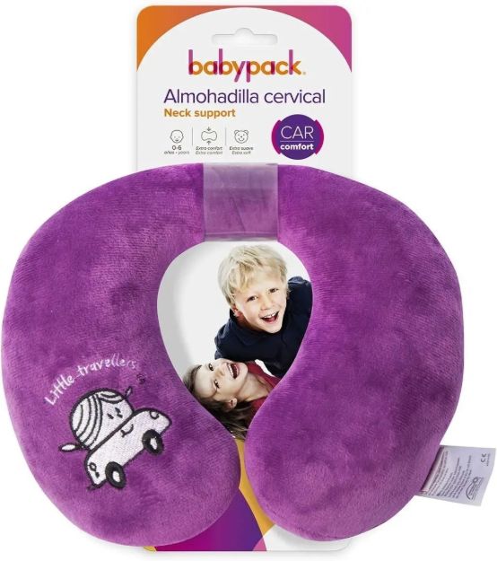 Imagen de Almohadilla Beige Apoya Cabeza Para Niños Babypack Viajes Púrpura