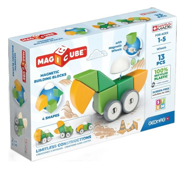 Imagen de Juego De 13 Cubos Magnéticos Magicube Con Ruedas Niño 1 Año+